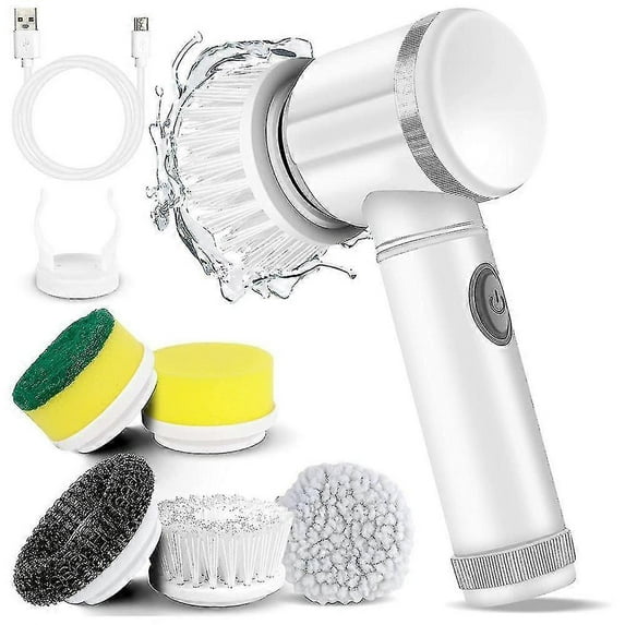 Electric Spin Scrubber Electric Cleaning Brush With 5 Replaceable Brush Heads For , Floor, Wall, Ti