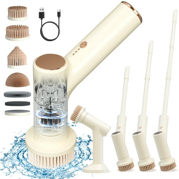 Electric Spin Scrubber,Electric Cleaning Brush with Handle,Power Scrubbers for Cleaning Bathroom F