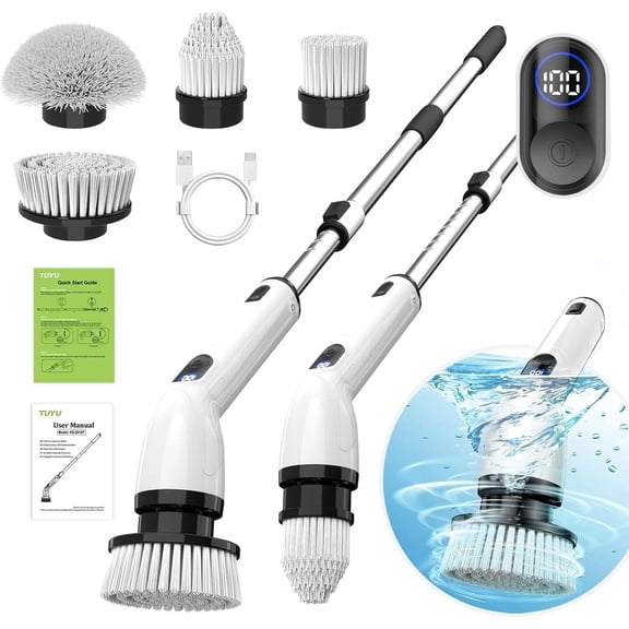 Electric Spin Scrubber, Full-Body IPX7 Waterproof Bathroom Black