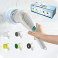 thumbnail image 1 of Electric Spin Scrubber, Handheld Cordless Rechargeable Electric Cleaning Brush with 5 Replaceable Heads,Power Cleaning Brush for Kitchen, Dish, Floor, Bathroom, Glass24.5*4.5*8.5cm,white, 1 of 5