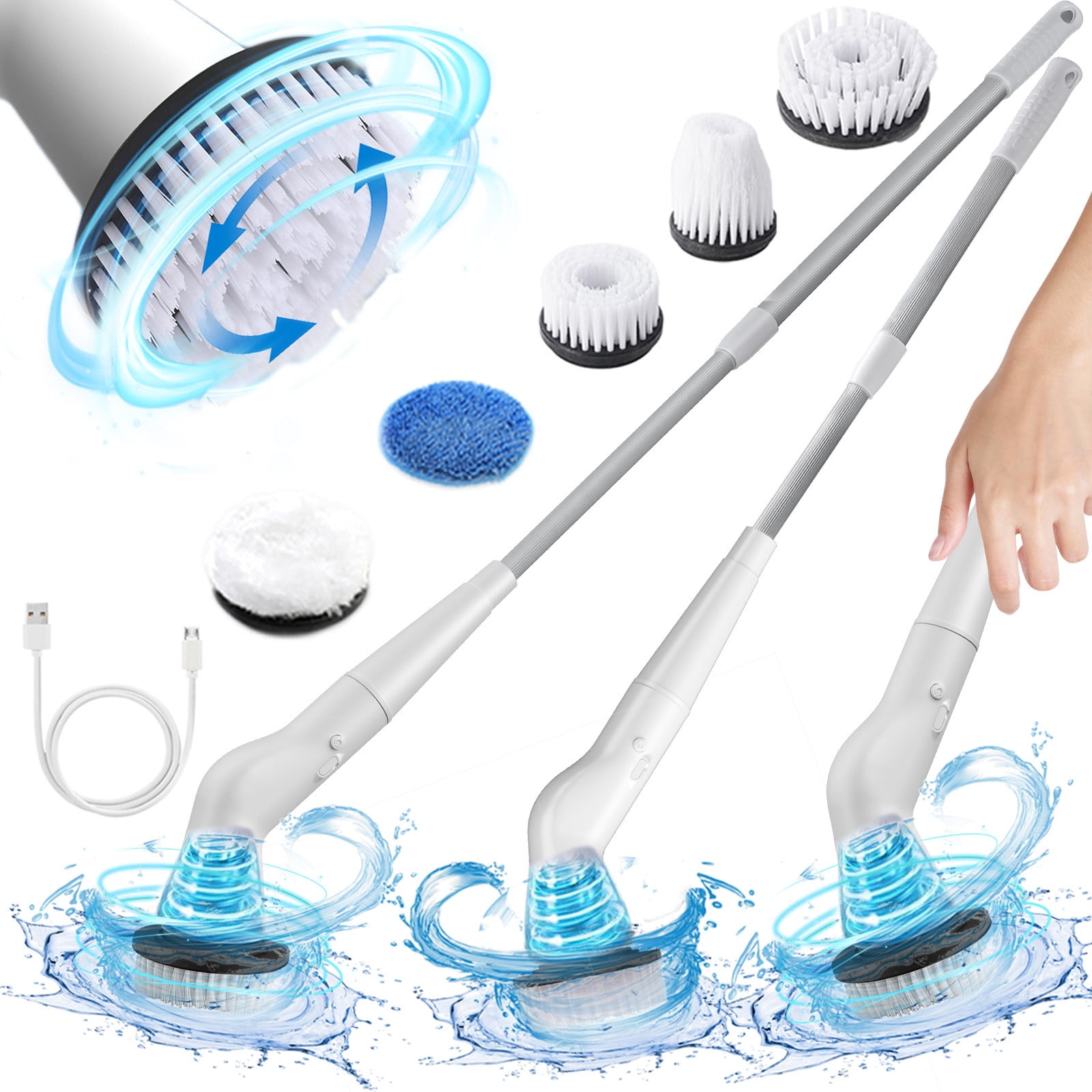 Electric Spin Scrubber High Speed Power Cleaning Brush | 5 Replaceable ...
