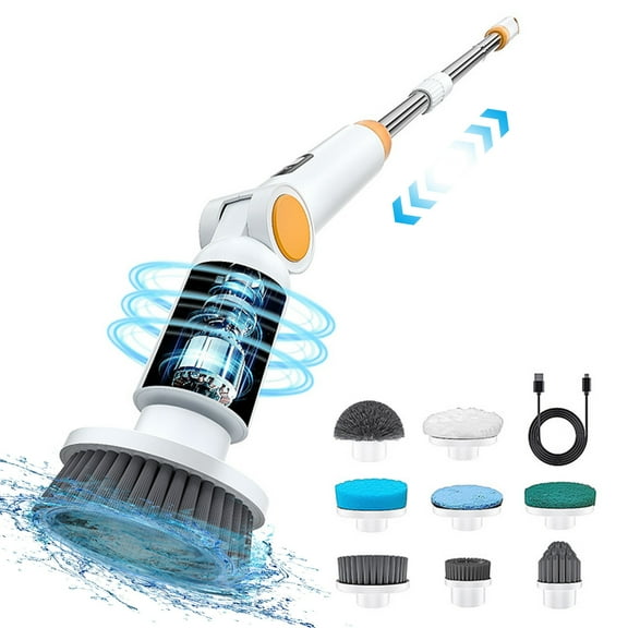 Electric Spin Scrubber, Max 510 RPM Cordless Digital Display Shower Cleaning Scrubber with 3 Speeds, Scrubber with Long Handle for Shower Cleaning Scrubber to Kitchens, Car