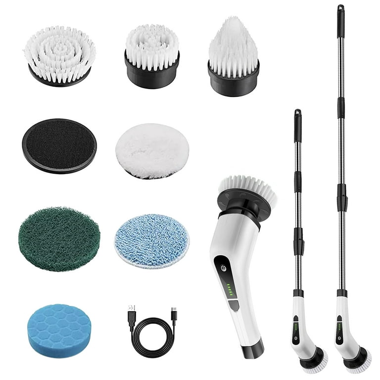$56.49 1200 RPM Electric Spin Scrubber Bathroom Cleaning Brush, 4000mAh  Battery Power Shower Scrubber 50inch Long Handle, 8 in 1 Cordless Electric  Scrubber Brush for Grout Tile Floor Household Clean Tool