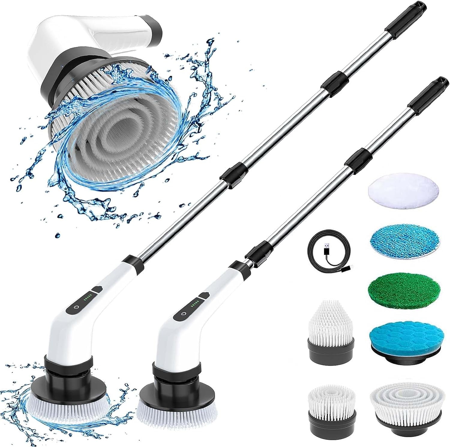 Electric Spin Scrubber Rechargeable Cleaning Brush with 7 Replaceable