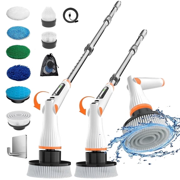 Electric Spin Scrubber Scrubs Brush, Aminleter 8 in 1 Replaceable Brush Heads Rechargeable Cleaning Brush, Bathroom Clean, Shower Scrubber, Cordless Scrubber For Tile, Floor, Tub