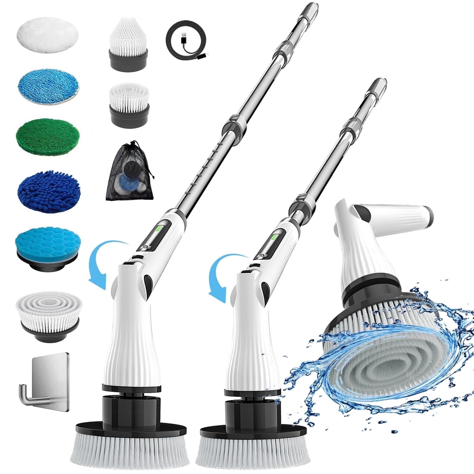 Electric Spin Scrubber Scrubs Brush, Aminleter 8 in 1 Replaceable Brush Heads Rechargeable Cleaning Brush, Bathroom Clean, Shower Scrubber,Cordless Scrubber For Tile, Floor, Tub