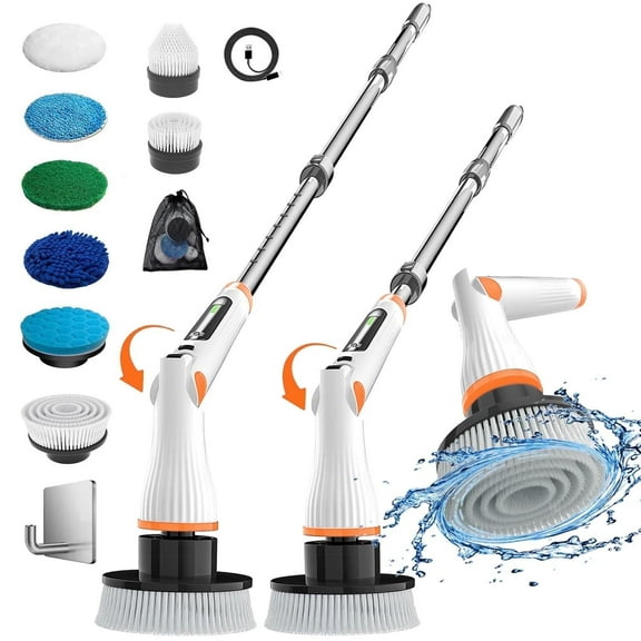 Electric Spin Scrubber Scrubs Brush, Aminleter 8 in 1 Replaceable Brush Heads Rechargeable Cleaning Brush, Bathroom Clean, Shower Scrubber, Cordless Scrubber For Tile, Floor, Tub