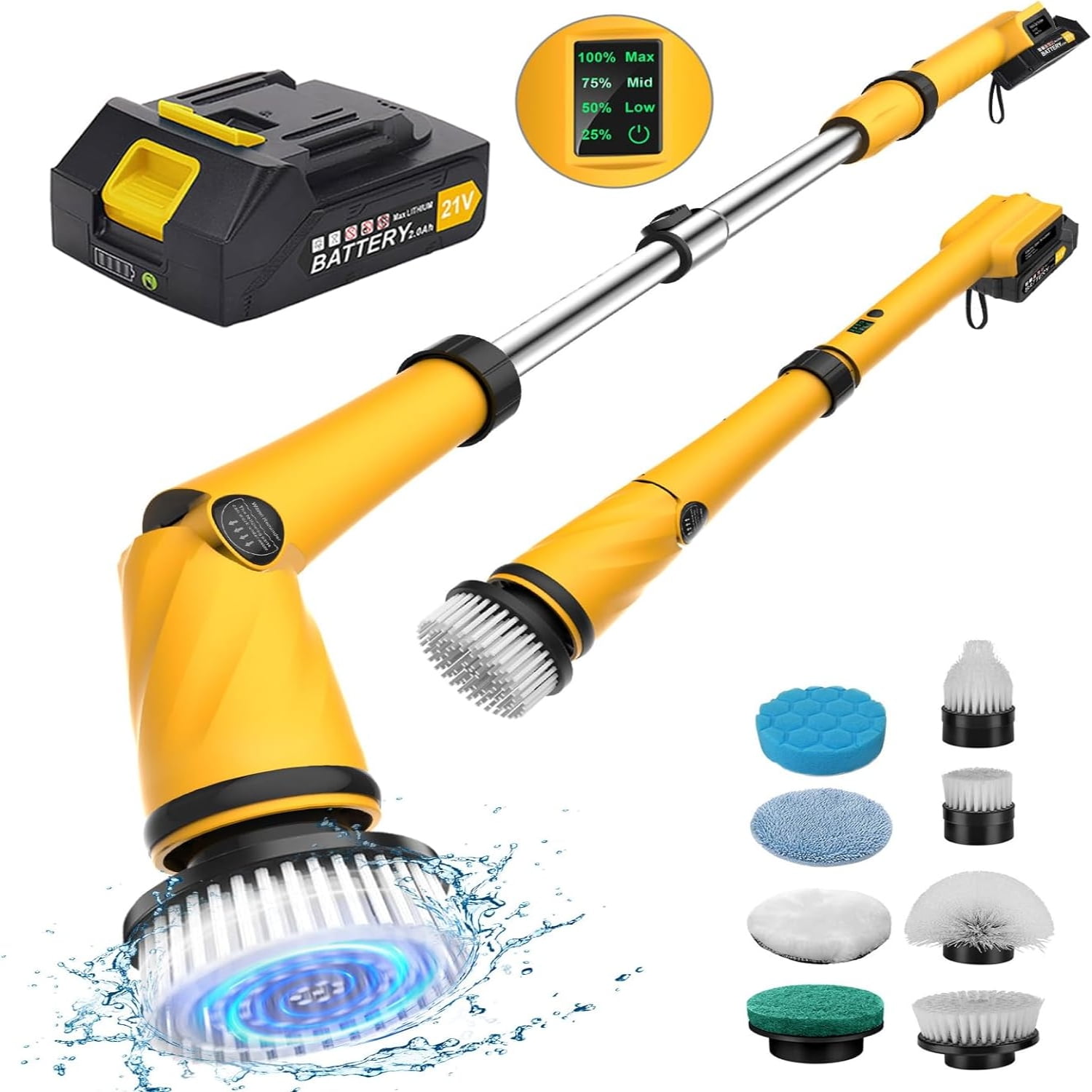 Electric Spin Scrubber with Two Batteries 1200 RPM High Power Electric