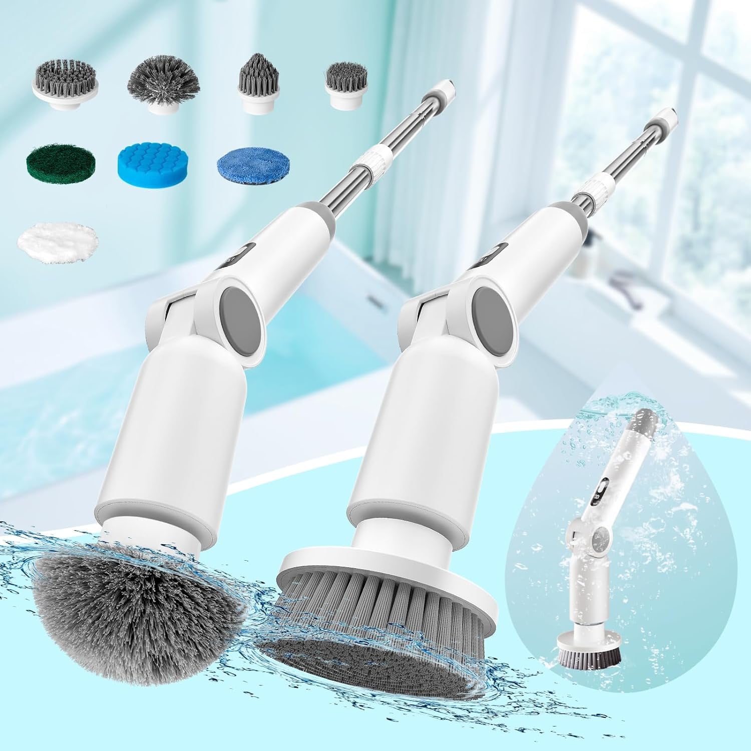 Electric Spin Scrubber, Upgraded Adjustable Angle Cordless Shower
