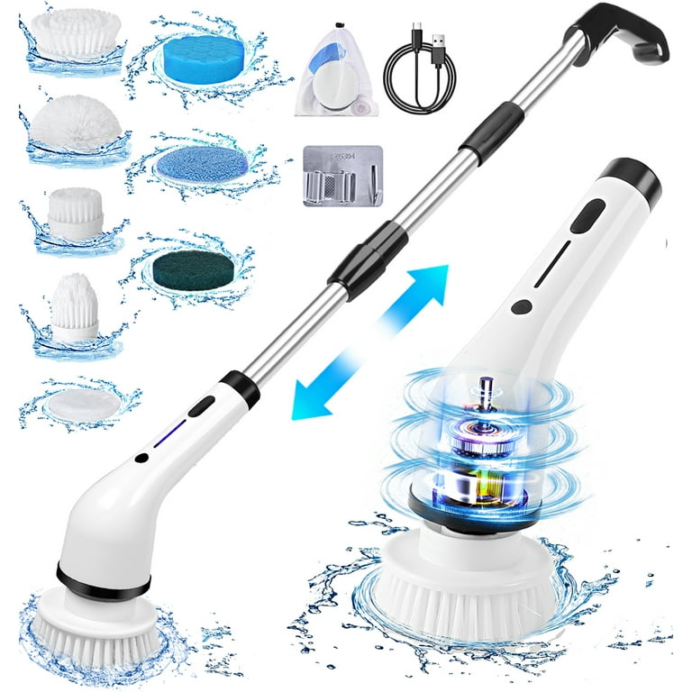 Electric Spin Scrubber / Powerful Cordless Cleaning Brush with Extension Long Handle