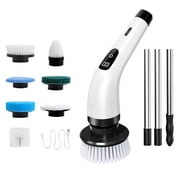 Electric Spin Scrubber with 7 Heads - 45  Extendable Pole, 2 Speeds, IPX7 Waterproof & USB-C Fast Charge for Tile, Grout & Car