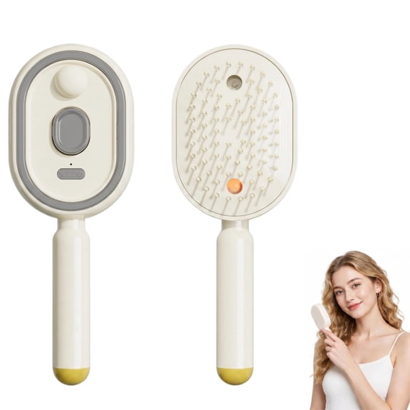 Electric Spray Air Cushion Massage Comb, 2026 Upgrade Air Cushion Brush with Self-Cleaning, Anti-Tangle, Anti-Static for Frizzy Hair & Scalp Care(Yellow)