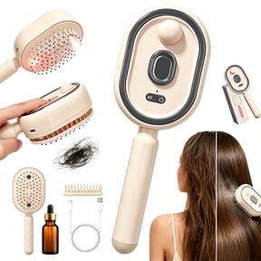 Electric Spray Air Cushion Massage Comb, 2026 Upgrade Self-Cleaning Anti-Tangle Hair Brush for Frizz Control, Retractable for Dryness & Damaged Hairs