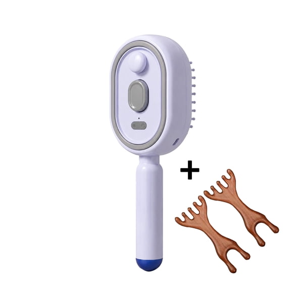 Electric Spray Air Cushion Massage Comb, 3-in-1 Multifunctional Hairbrush-Nano Fine Mist Spray, Red Light Therapy, and Retractable Design, Purple
