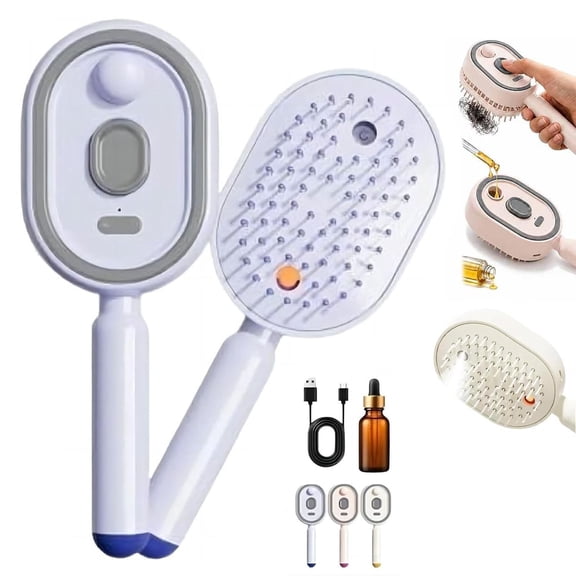Electric Spray Air Cushion Massage Comb,5 in 1 Air Cushion Hair Brush, Rechargeable Mist Detangling Brush for Smooth, Anti-Static, Frizz-Reducing Hair Care