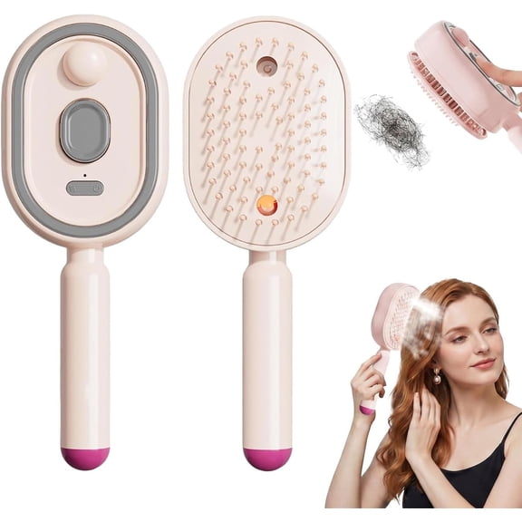 Electric Spray Air Cushion Massage Comb, 5-in-1 Detangling Hair Brush with Self-Cleaning Design for Dry,Frizzy and Tangled Hair,Women’s Home Hair Care