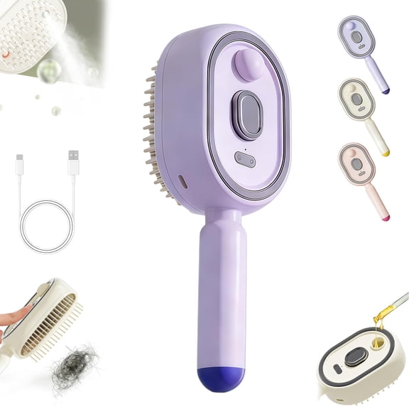 Electric Spray Air Cushion Massage Comb 5 in 1 Rechargeable Steam Hair Brush for Home Use, Rechargeable Steam Hair Straightener