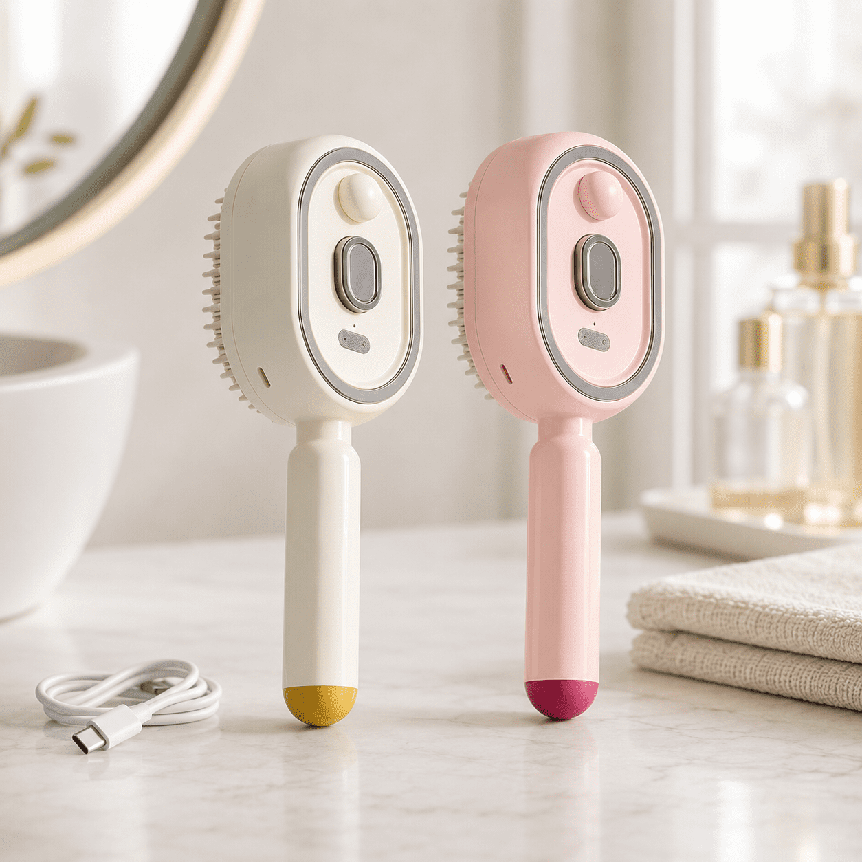 Electric Spray Air Cushion Massage Comb, Nano Mist Anti-Frizz ...
