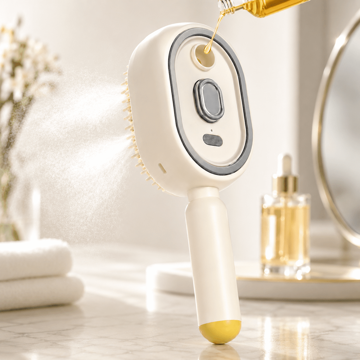 Electric Spray Air Cushion Massage Comb, Rechargeable Detangling