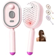 Electric Spray Air Cushion Massage Comb, Rechargeable Self-Cleaning Hair Brush with Fine Mist Technology for Hair Detangling, Anti-Static Smoothing and Daily Hair Care Pink