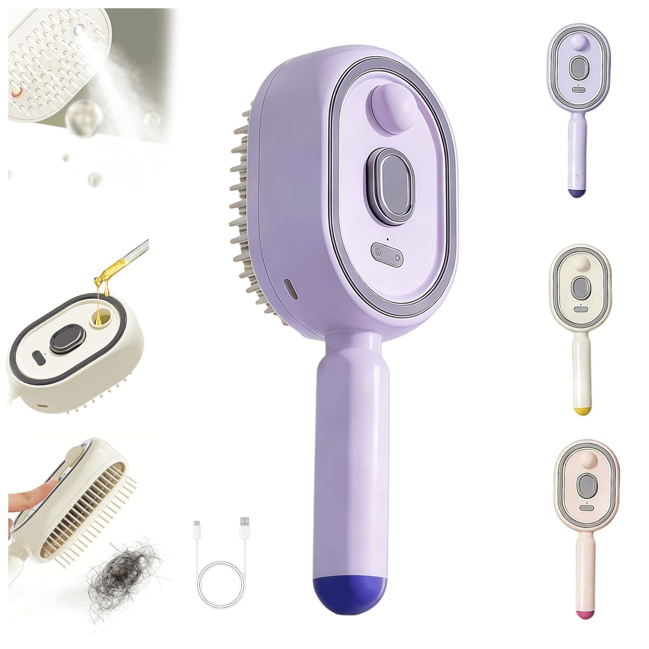 Electric Spray Air Cushion Massage Comb, Rechargeable Steam Hair Brush ...