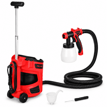 PRO-FOR Paint Sprayer, 700W HVLP Station with 800 mL Cup, 2.5 mm Nozzle, 3 Spray Patterns, 10 ft Hose and Wheeled Base