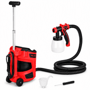 PRO-FOR Paint Sprayer, 700W HVLP Station with 800 mL Cup, 2.5 mm Nozzle, 3 Spray Patterns, 10 ft Hose and Wheeled Base
