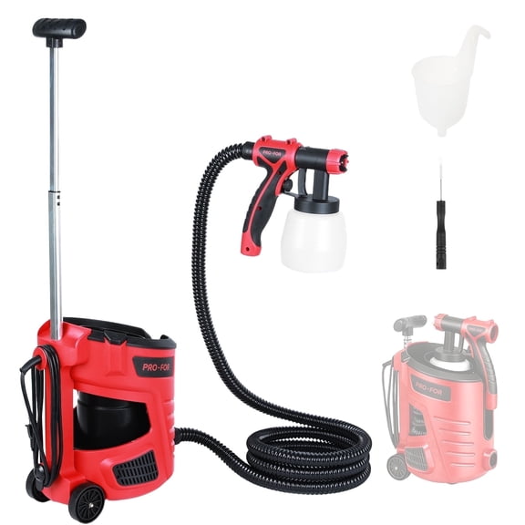 PRO-FOR 700W HVLP Paint Sprayer Station, 1000ml/min, 800ml Cup, 3 Spray Patterns, 2.5mm Nozzle, 10FT Hose & Wheeled Base for Furniture, Cabinets and Fences