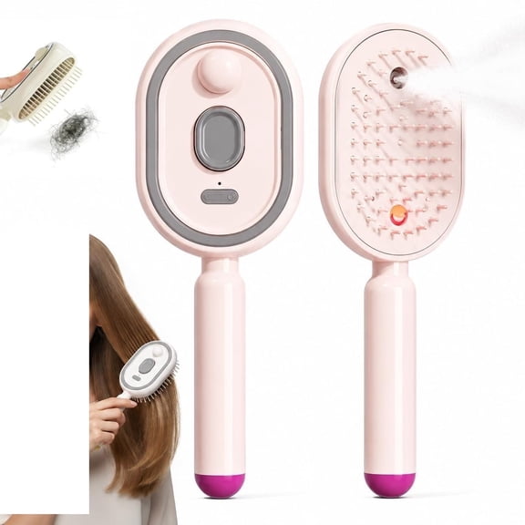 Electric Spray Massage Comb, Rechargeable, Detangling & Anti-Static, Pink, 1-Pack