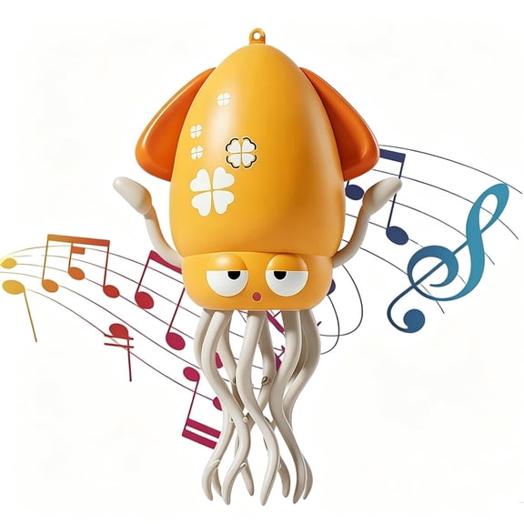 Electric Squid Toy Automatic Obstacle Avoidance,Baby Tummy Time Toy with Dance Music and LED Light for Boys Girls Toddler Birthday Gifts,Yellow