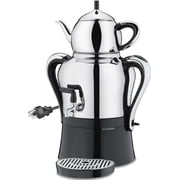 Electric Stainless Steel 3.69-Qt 3.5-Liters Samovar With Teapot Kettle 1.37 Qt Tea Maker Water 110V 1200W Auto Shut Off Keep Warm Boil Functions