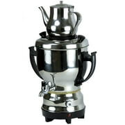 Electric Stainless Steel Persian Russian Turkish Arabic 3 Liter Samovar With Kettle 32oz Tea Maker Water Teapot 110V 1300W Auto Shut Off, Keep Warm