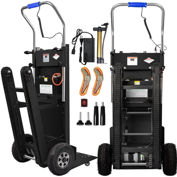 STICCIO 900 lbs Electric Stair Climbing Dolly with 10 in Pneumatic Wheels and 3-Speed Track, 1250W Stair Climber Hand Truck for Moving Warehouse