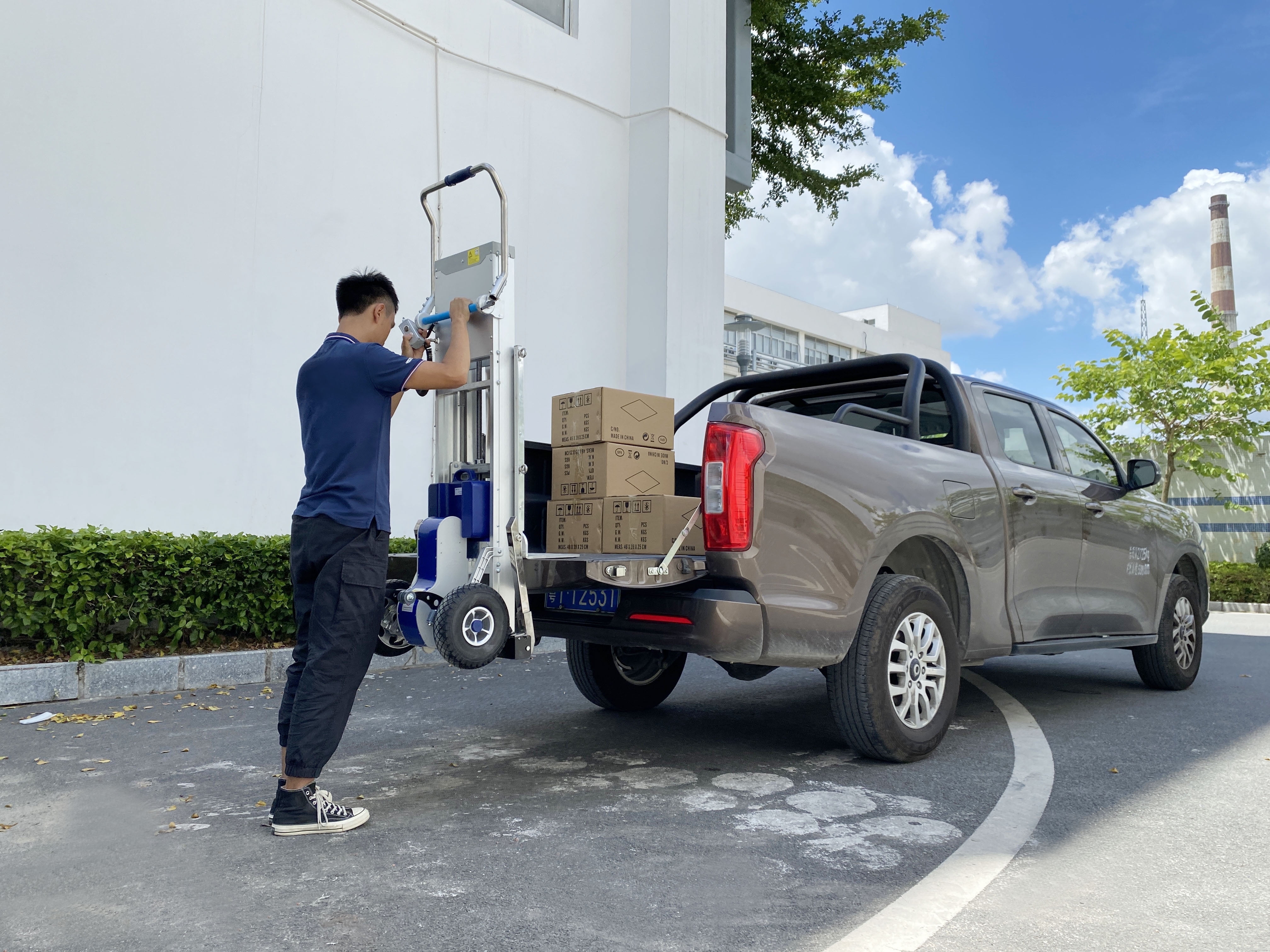 Electric Stair Climbing Hand Truck Lifter - Power Lift Hand Truck for Stair Climbing, Lifting & Flat Ground Transportation, 375lb Load Capacity, 40.35'' Lift Height