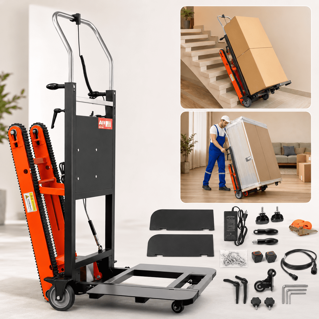 RXFSP Adjustable Ergonomic Foldable Aluminum Hand Truck Dolly Cart 441lb Capacity Electric Climbing