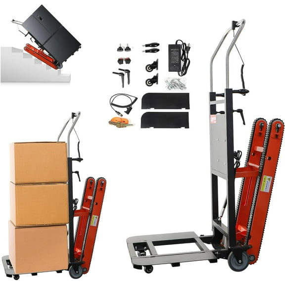 Electric Stair Climbing Hand Trucks Dolly with Removable Extension Tray,441lbs Stair Climbing Dolly with Rubber Tracks for Moving for Furniture Family Logistics Warehouse