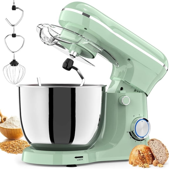 Electric Stand Mixer, 10 Speeds Tilt- Mixer, 3-IN-1 Kitchen Mixer for Daily Cooks with Dishwasher-Safe 6.5 QT Bowl,Dough Hook, Beater, Whisk (Agave Green)