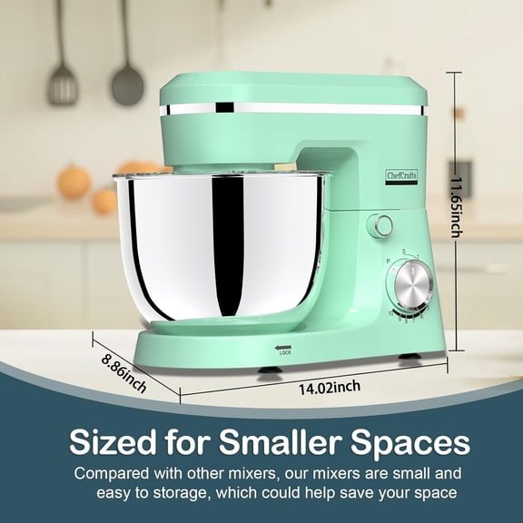 Electric Stand Mixer 6.5 Quart 660W with 10 Speeds Tilt- Kitchen Dough Hook Whisk Beater Splash Guard Separator for Bread Cake