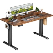 Electric Stand up Desk, 55'' Wide Desktop with Adjustable Height, Standing Computer Desk for Home Ofiice, Brown