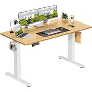 Electric Stand up Desk, 55 Wide Desktop with Adjustable Height, Standing Computer Desk for Home Ofiice, Oak
