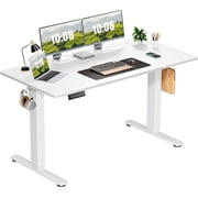 Electric Stand up Desk, 55 Wide Desktop with Adjustable Height, Standing Computer Desk for Home Ofiice, White