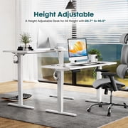 Electric Stand up Desk, 63" Wide Desktop with Adjustable Height, Standing Computer Desk for Home Ofiice, White