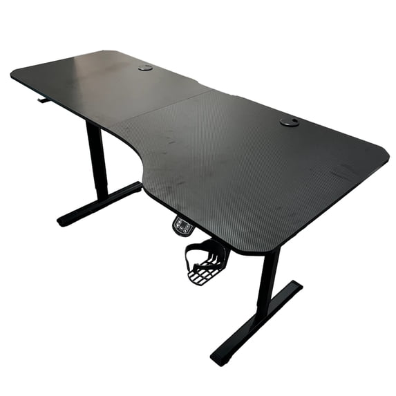 Electric Standing Desk, 160 x 75 cm L-Shaped Adjustable Desk with Cup Holder, Headphone Hook, 2 Cable Grommets