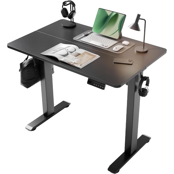 Electric Standing Desk, 35x20 Inch, Black | 3 Memory Presets, Cable Management, Adjustable Height, Sit Stand, Space-Saving, Computer Workstation, Home Office