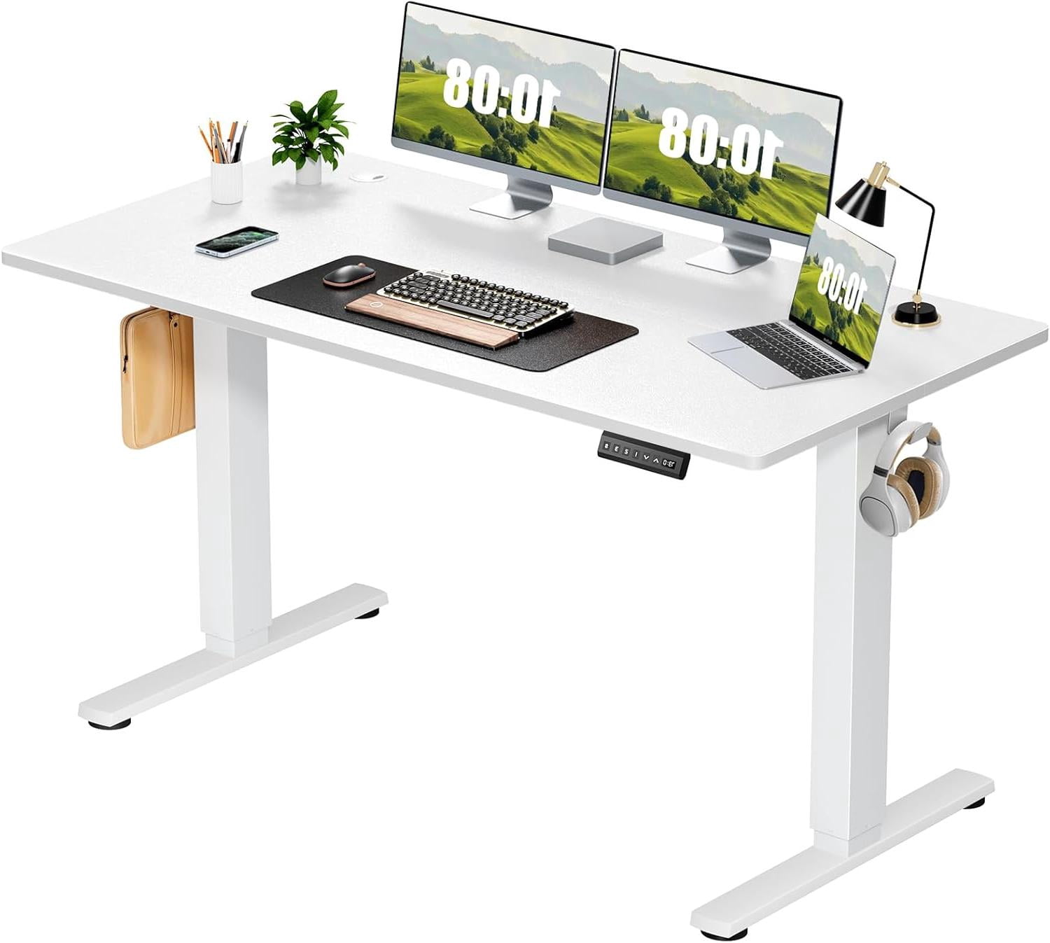 Electric Standing Desk 40x24 Inch - Height Adjustable Desk with Memory Presets, White