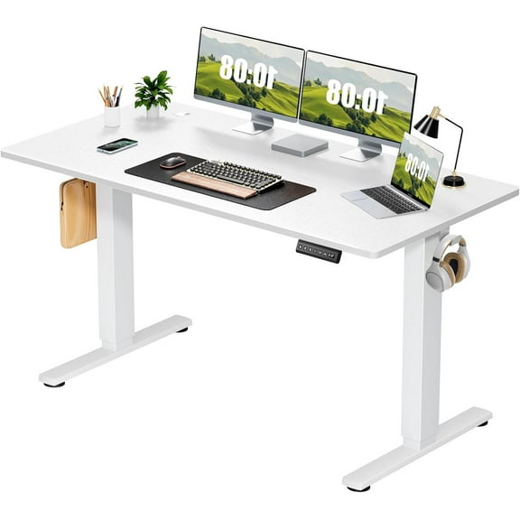Electric Standing Desk 40x24 Inch - Height Adjustable Desk with Memory Presets, White