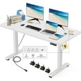 thumbnail image 1 of Electric Standing Desk 48 x 24 Inches Adjustable Height Sit Stand Up Desk for Home Office Computer Workstation with 2 USB Ports 3 AC Power Outlets Memory Preset and Wheels, White, 1 of 10