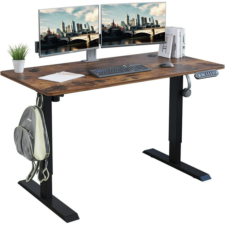 FLEXISPOT Essential Standing Desk 48 x 24 Inches Whole Piece Desk Board  Electric Height Adjustable Desk Computer Laptop Sit Stand Desk (Black Frame  +
