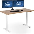 thumbnail image 1 of Electric Standing Desk, 48x 24 Inches Adjustable Height Dual Motor Telescopic Sit Stand Desk, Ergonomic Workstation Home Office Desk, White Frame/Yellow Walnut Top, 1 of 7