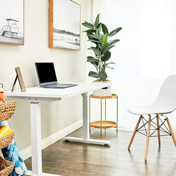 Electric Standing Desk 48x24 Inches, Adjustable Height From 28" To 47", White Office Desk, Ergonomic, Ample Workspace Area 48 X 24 Inches Work - White, Vast Platform Table
